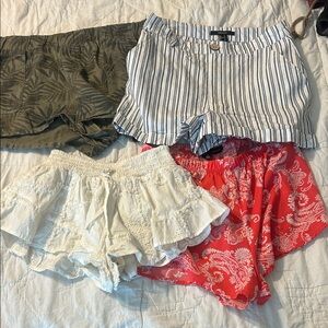 Striped White and Black Women's Shorts